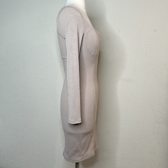 ASTR the Label Hook & Eye Bodycon Dress in Taupe Sz SML Bustier Milkmaid - Picture 9 of 14